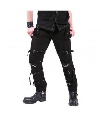 Men Gothic D Rings Pant Black Bondage Straps Trousers Punk Cyber Zip Pants Steampunk Pant